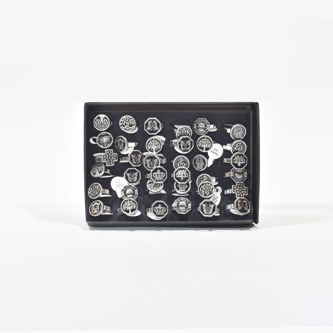 Caja de anillos x36 circulares varios diseños