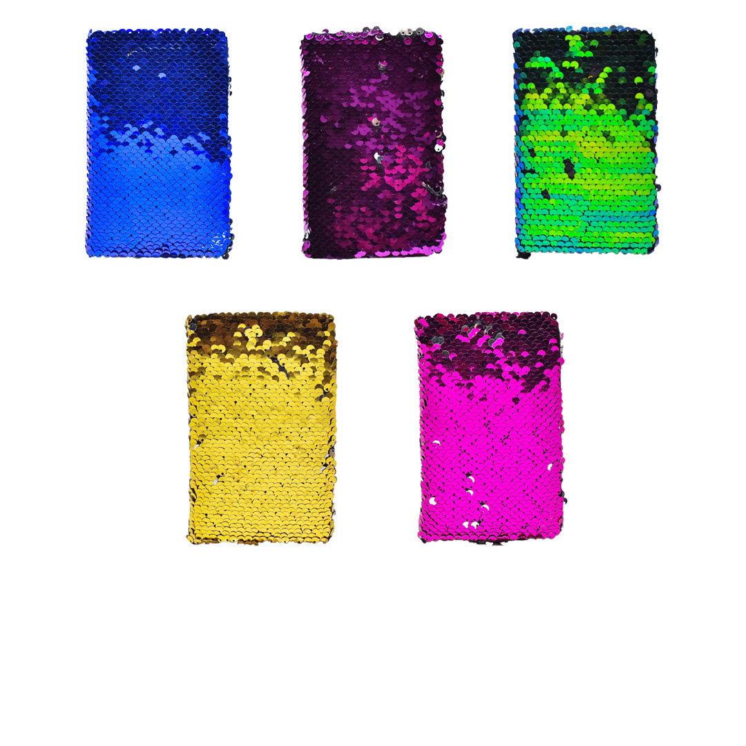 Pack cuaderno con tapa de lentejuelas (cantidad 5) (mide 14cm X 9cm) $1.500 C/U